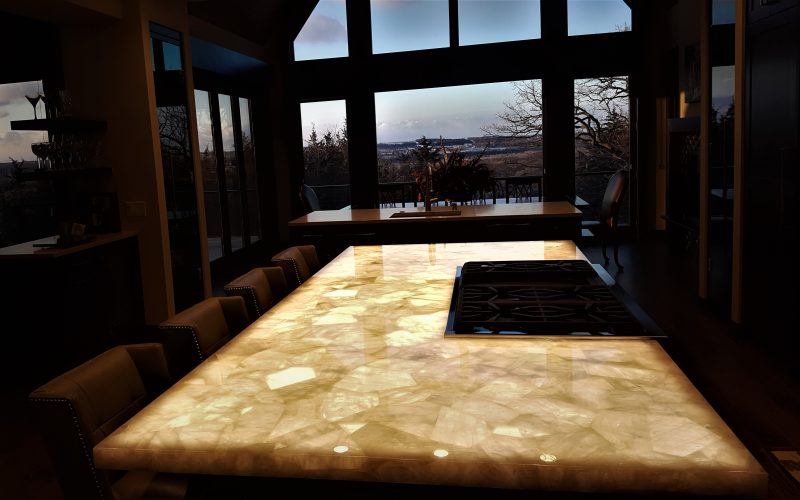 LED Backlight Panel, Counters and Stone